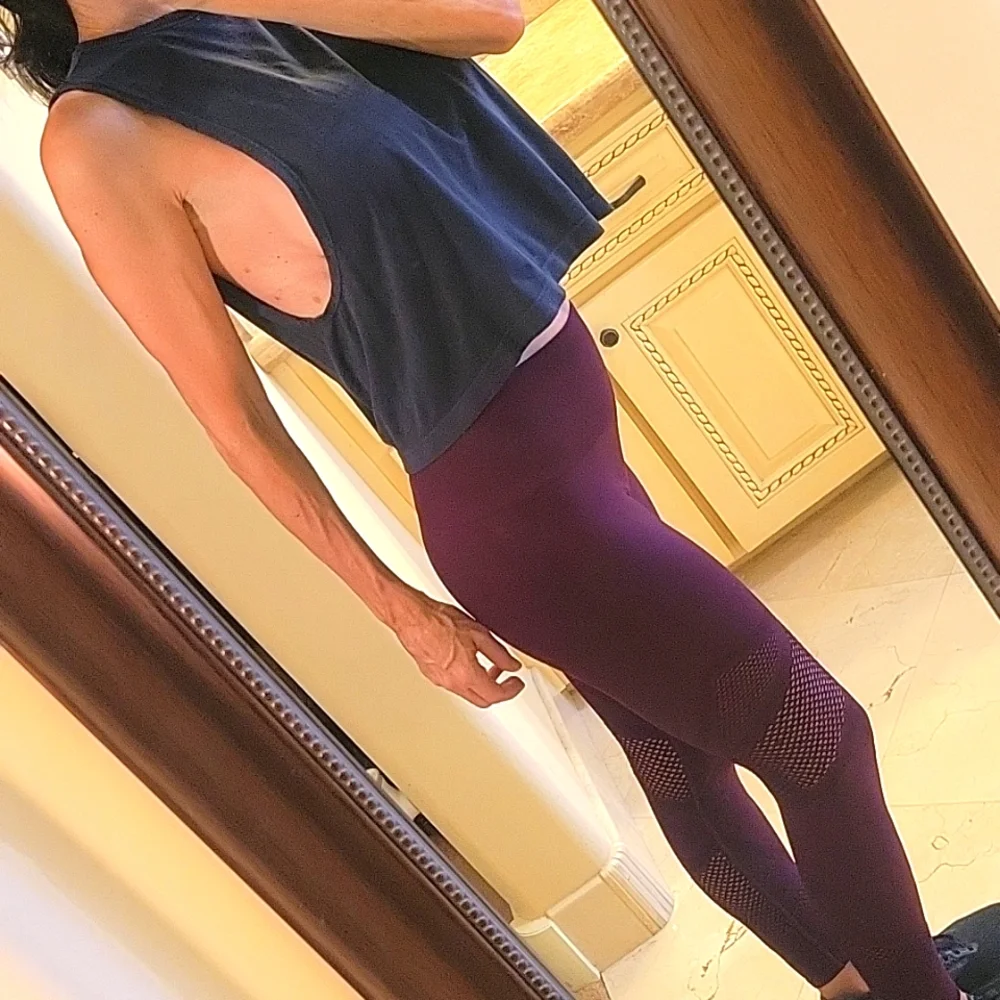 Fabletics Purple Lasercut Sport Tights, S - Picture 2 of 16